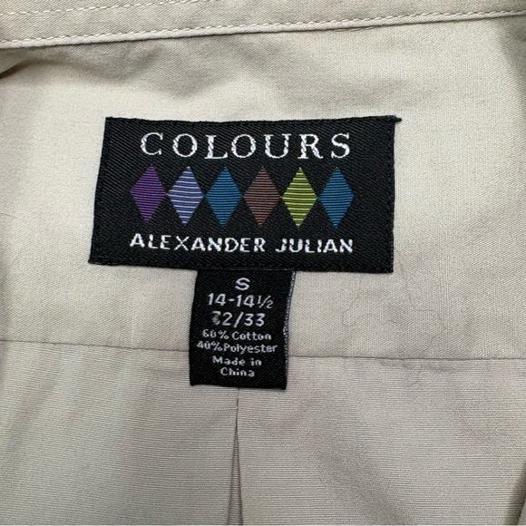 Alexander Julian Men's Beige Dress Shirt Sz S 14-14 1/2 - Picture 3 of 10